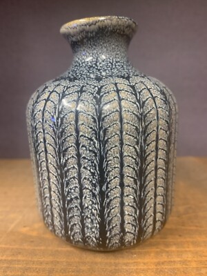 Small Blue Embossed Stoneware Vase Ceramic 3.75 Inches Creative Co-op-image