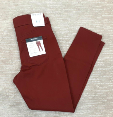 Nine West Sz 6 Burnt Orange Mid-Rise Yoga Stretch Heidi Pull On Skinny Pants NWT-image
