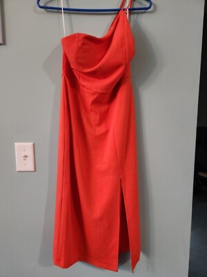Hello Molly Enter Stage Left Orange One Shoulder Mid Length Dress NEW with Tags-image