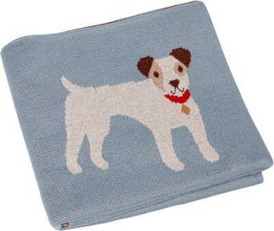 Creative Co-Op Cotton Knit Baby Blanket with Dog Prints, Multicolor -image