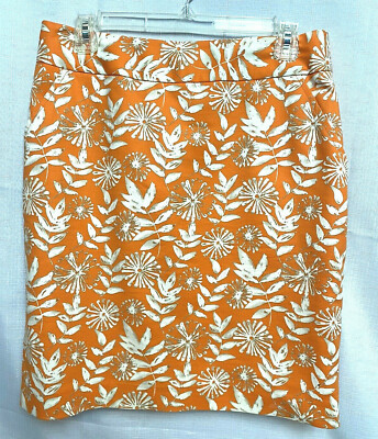 Rafaella Orange Foliage Print Skirt - Size 8-image