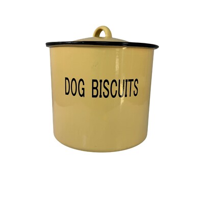 Creative Co Op Yellow Metal Dog Biscuit Storage Canister With Lid-image