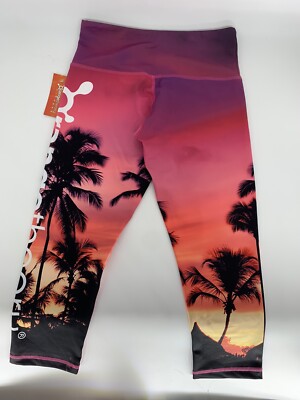 Orange Theory Fitness Leggings Sunset Paradise Capri Mid Rise Pink Womens Small-image