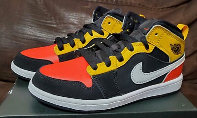 NEW Nike Air Jordan 1 Mid SE PS Amarillo Orange Black Style BQ6932-087 Size 1.5Y-image