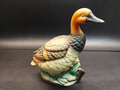 Vintage Orange Neck Duck Japan Mid Century Retro Bird Ceramic Figurine Statue-image