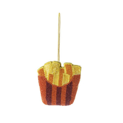 Creative Co-op French Fries Cotton Blend & Beaded Ornament Bauble-image
