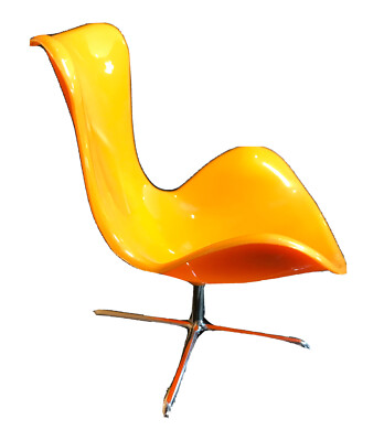 Doll chair Mid Century Modern Decor Orange Space Age Design Silver Tone 5.5 Inch-image