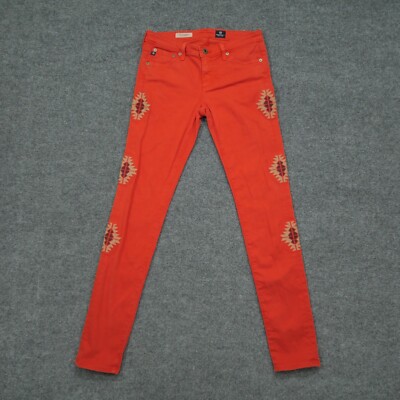 Adriano Goldschmied Jeans Womens 27 R Orange Super Skinny Legging USA Made-image