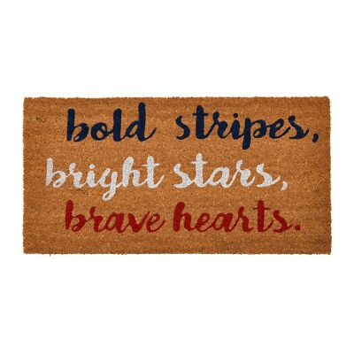 Creative Co-Op Coir Entry Doormat with Patriotic Message 