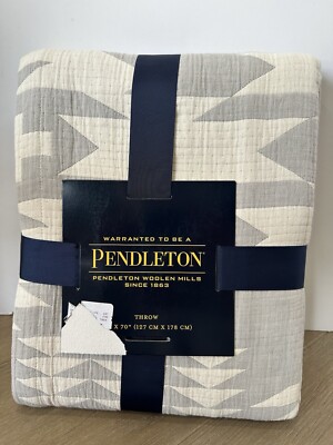 Pendleton Throw Blanket 50”x70” Moonlight Mesa Gray 100% Cotton-image