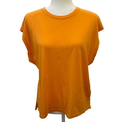 Frame Le Mid Muscle Crew Women's Size Large Kumquat Orange Pima Cotton-image