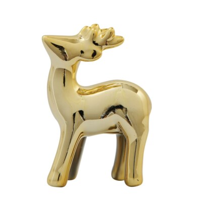 Creative Co-Op Gold Electroplated Ceramic Deer Figurine 2.5