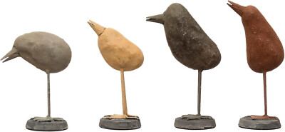 4 Creative Co-Op Metal Stylized Abstract Rustic Shore Birds Chicks Home Decor-image