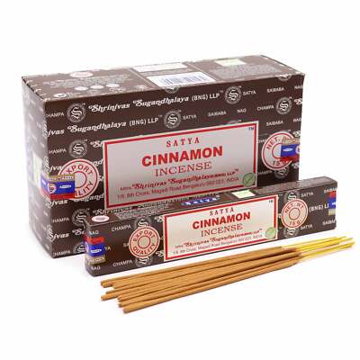 Satya Cinnamon Incense Sticks Joss Sticks Pack of 12X15g Each 180 Incense Sticks-image