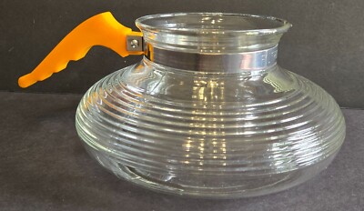 Filtron Glass Coffee Pot Carafe Orange Bakelite Handle Vintage Mid Century MCM-image