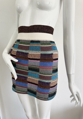 🆕️Auth MISSONI KNIT JACQUARD MINI Skirt ORANGE LABEL WOOL Blend SIZE IT 38 XS S-image