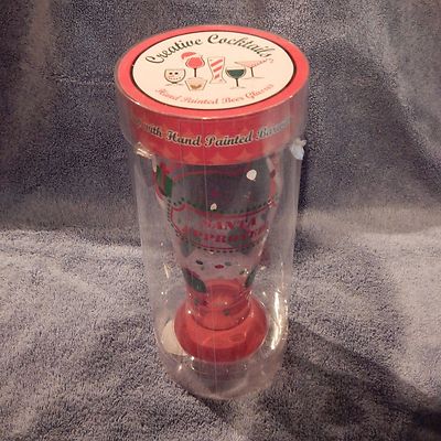 Creative Cocktails Pilsner Beer Glass 18 fl oz Hand Painted Christmas Santa-image