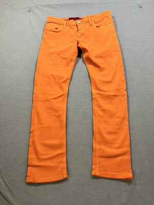 Maxime Cossoguy Jeans Womens 29 Orange Denim Pocketed Belted Zip Ladies 29x27.-image