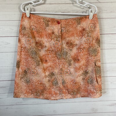 Guide Series Womens Floral Print Skirt Size 14 Orange 100% Ripstop Cotton 32x20-image