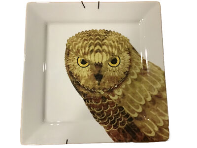 Creative Co-op Owl Decorative Plate 10”x10”-image