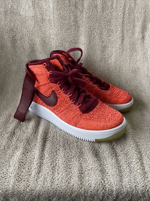 Nike Air Force 1 Flyknit Mid Trainers 818018-800 Total Crimson UK5/US7.5 (26)-image