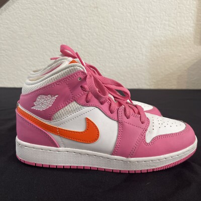 Nike Air Jordan 1 Mid Pinksicle Safety Orange White GS DX3240-681 Youth Size 4.5-image