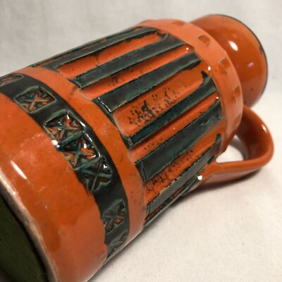 Mid Century Incised Bitossi Pitcher Orange Beauty-image