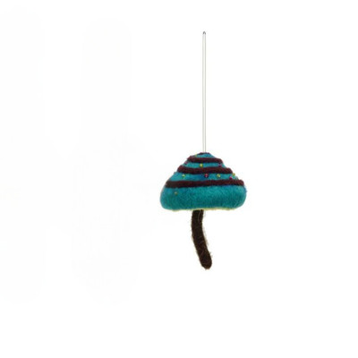 Creative Co-op Blue Mushroom with Brown Swirl Felt Ornament Bauble-image