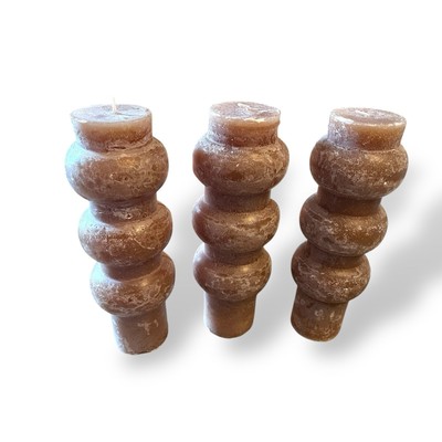 Creative Co Op Unscented Spiral Chunky Brown Pillar Rustic Candles 9x3-image