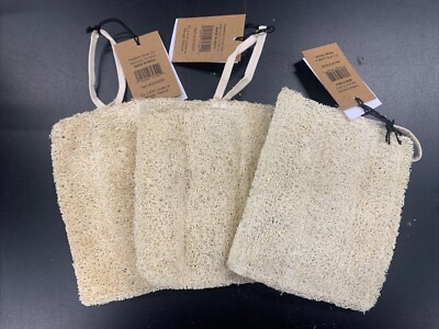 3pcs Creative Co-op Natural Loofah Body Scrubbers - Exfoliating Bath Sponges-image