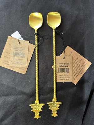 Creative Co-Op Brass Cocktail/Bar Spoons Holiday Bar Ware Set of 2-image