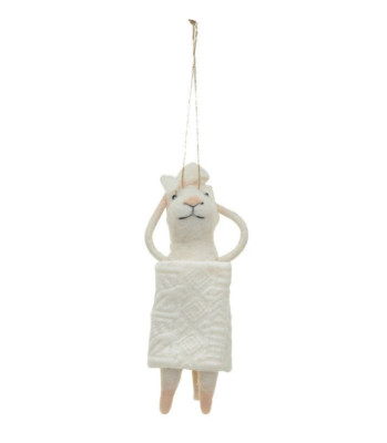 Creative Co-op - Wool Felt Mouse in Towel Ornament - XS6559A-image