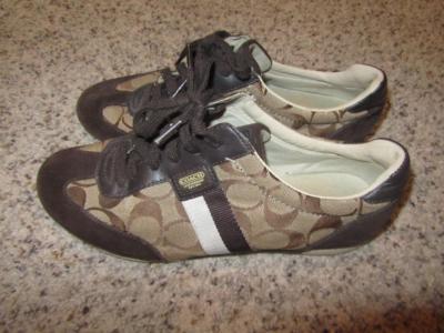COACH Joss Sneakers Suede & Canvas Brown Signature C Genuine Shoes Women's 7.5-image