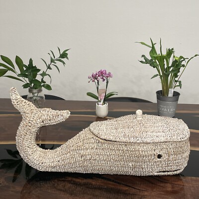 Lidded Bankuan Rope Whale Box-Creative Co-Op New-image