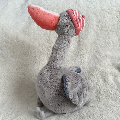 Creative Co-Op Pelican Plush Grey Pink Beanie 14” Nautical Plush Nursery Decor-image