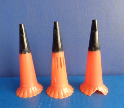 3 HALLOWEEN HARD PLASTIC HORN NOISEMAKER PARTY FAVORS- MID CENTURY-image
