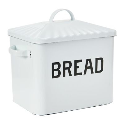 Creative Co-Op Distressed White Bread Box with Lid-image