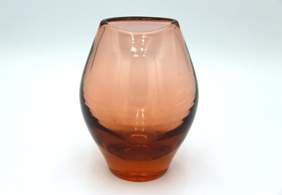 Vintage Late 20th Century Dark Orange Hand Blown Glass Vase-image