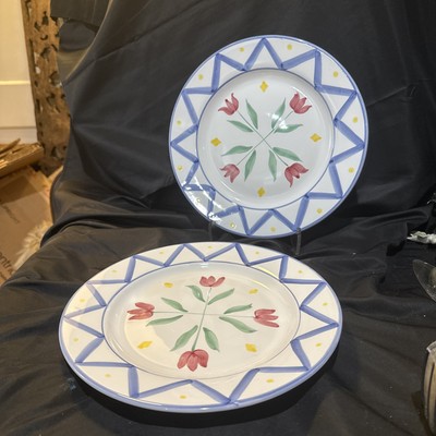 mesa international pottery Quilt Americana Tulip Set Of 2 Charger Dinner Plates -image