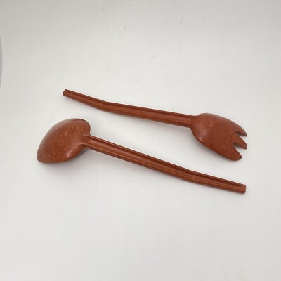 Flintwood Melmac Salad Serving Spoon Fork Utensil Set Orange Speckle Mid Century-image