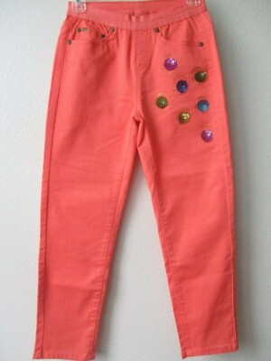 DIANE GILMAN ORANGE EMBELLISHED CROPPED JEANS SIZE XS - NWT-image