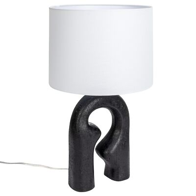 Creative Co-Op EC1505 Modern Abstract Sculptural Drum Shade Table Lamp, Black-image