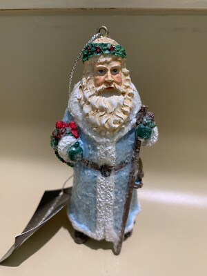 VINTAGE LOOK OLD WORLD ROBED GLITTER SANTA CHRISTMAS ORNAMENT NEW CREATIVE CO-OP-image