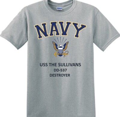 USS THE SULLIVANS *DD-537 *DESTROYER*NAVY EAGLE*T-SHIRT.OFFICIALLY LICENSED-image
