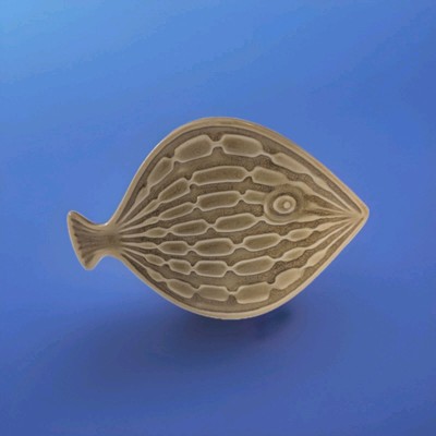 VTG Creative Co op Fish Plate Trinket Dish Crackle Stoneware Harvest Gold MCM-image