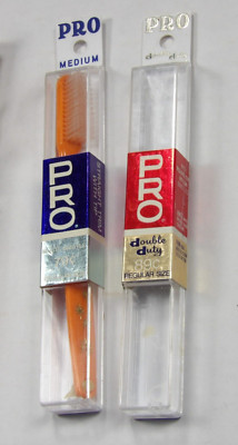 Vtg Toothbrush Vistron Pro Orange Mid Century Atomic Star Design Unopened Dental-image