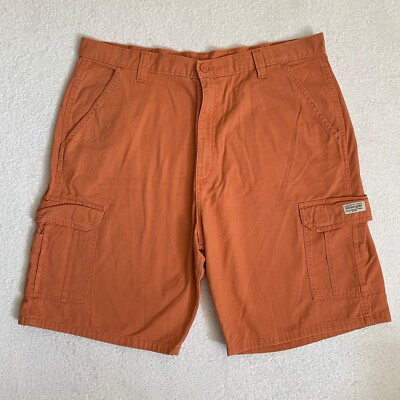 Wrangler Mens Size 38 Orange Flat Front Mid Rise Casual Comfort Cotton Shorts-image