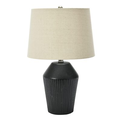 Creative Co-Op Round Stoneware Desk Lamp Black-image