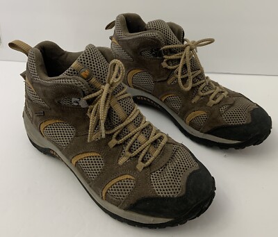 Merrell Mens Hikepoint Vent Mid, Waterproof, in the Boulder/Apricot Colourway.-image