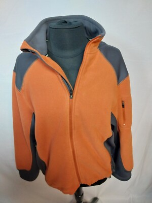 Orange & Gray Full Zip Mens Medium Tek Gear Fleece Jacket Coat SZ M-image